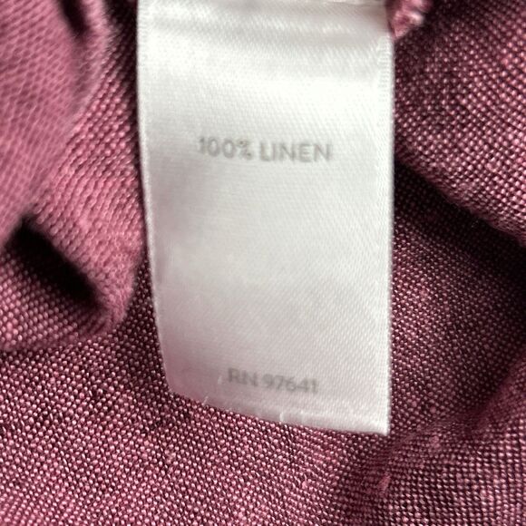 J. Jill 100% Love Linen Cap Sleeve Dress Size XL Maroon Pin-tucked Shirtdress - Picture 3 of 9